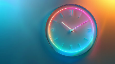A vibrant neon clock features striking colors and a modern design, ideal for adding a stylish and artistic touch to any room or office space.の素材