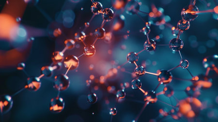 Explore an artistic 3D rendering of molecular structures with vibrant colors and intricate details. Perfect for science and technology themes.の素材