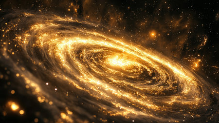 A breathtaking image of a spiral galaxy showcasing glowing stars and cosmic dust that highlights the vast beauty of the universe and its mysterious nature.の素材