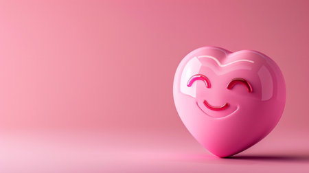 This adorable pink heart features a cheerful smile, ideal for expressing love and happiness. Perfect for cheerful designs, decorations, and illustrations.の素材