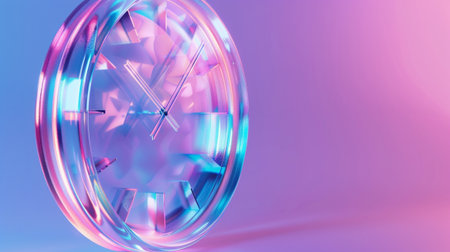 This abstract clock design showcases colorful light effects with a modern flair. Its elegant shape and vibrant hues create a striking visual impact for contemporary art lovers.の素材