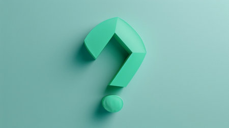 This abstract mint question mark symbol stands out against a light background, representing inquiry and curiosity. Perfect for conveying concepts related to questioning and exploration.の素材