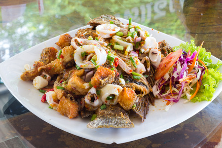 Crispy Fish Maw in Spicy Saladの写真素材