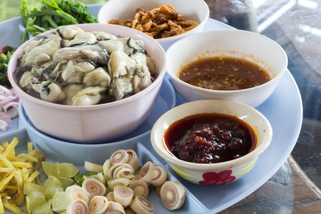 Oysters and spicesの写真素材