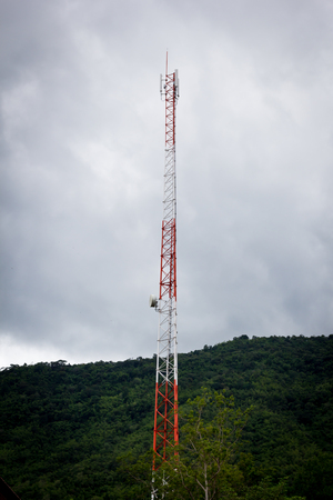 Contract mobile towers set amid valleys.の写真素材