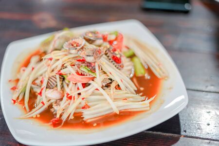 Papaya salad shellfishの写真素材