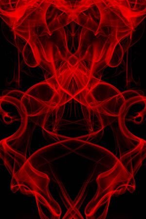 Red smoke on black background, movement of white smokeの写真素材