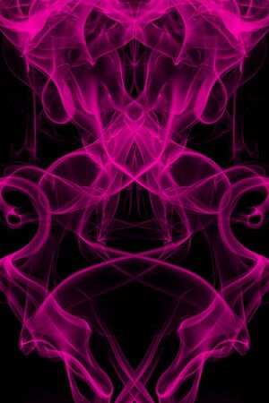 Pink smoke on black background, movement of white smokeの写真素材