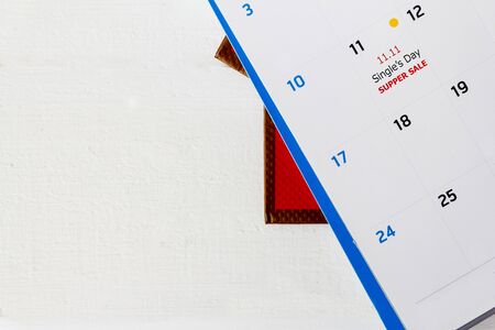Single's day sale concept of China, 11.11. Calendar to remain 11.11 single's day sale a with white...