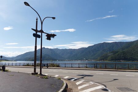 The road near lake of Kawaguchiko.の写真素材