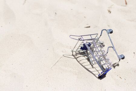 Shopping Cart on the sea beach.の写真素材