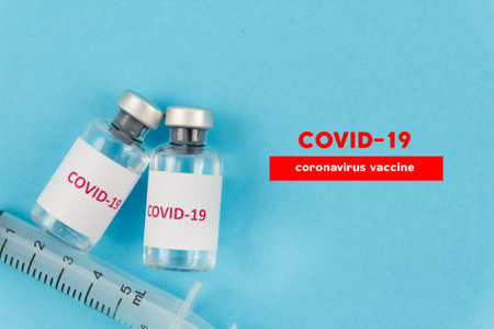 Corona virus vaccine in bottles. The medical concept.の写真素材