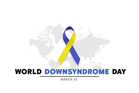 The Blue and yellow ribbon for World Down Syndrome Dayの写真素材