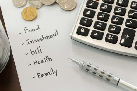 Money management concept.  Close up calculator for calculate the budgets.