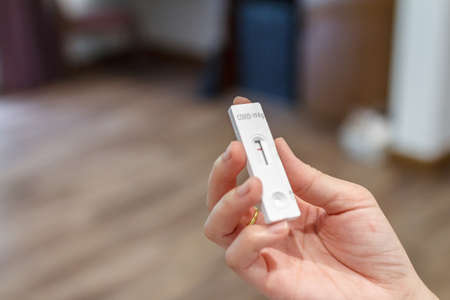 SARS 2019- antigen rapid test kit with appear Negative result,antigen rapid testの写真素材