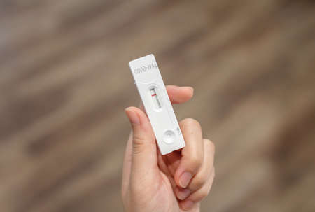 SARS  antigen rapid test kit with appear Negative result, antigen rapid testの写真素材