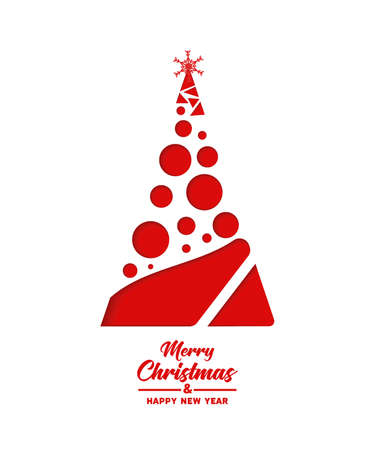 Merry Christmas tree and Happy New Year. Christmas card with Christmas Tree.のイラスト素材