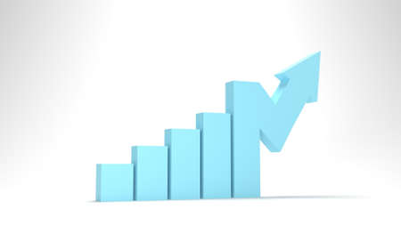 3d illustration, The Business Growth with chart rising arrow isolated with white background.の写真素材