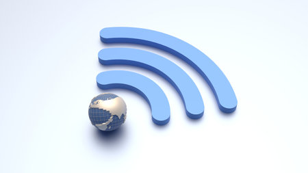 3d illustration. Wifi logo. Wireless connection sign.の写真素材