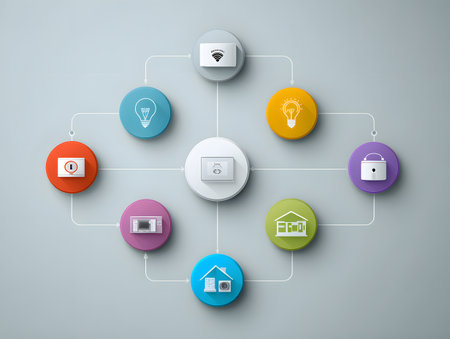 **This image presents a smart home system with many devices linked together for simple control.**の素材
