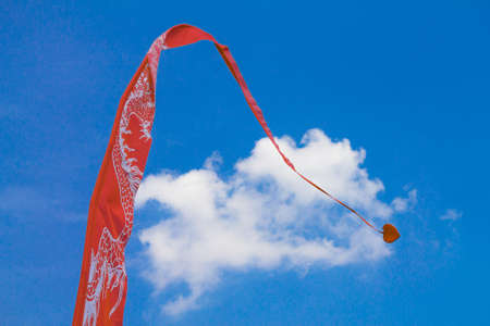  red flag with dragon patternの写真素材