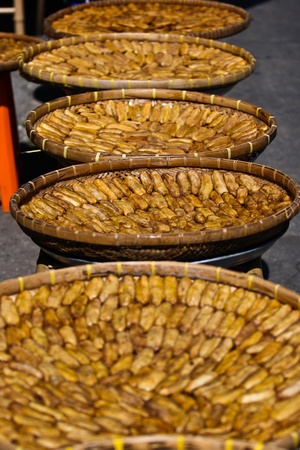 One type of dried banana dessert in Thailandの写真素材