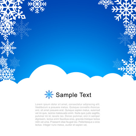 Vector Christmas Greeting Card with Snowflakes on Blue Background のイラスト素材