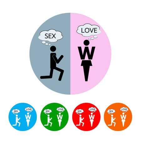 man and woman thinking about love and sex のイラスト素材