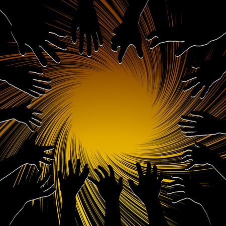 Hand ghosts rising from the grave on Halloween.のイラスト素材