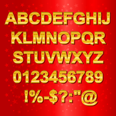 comics Gold style alphabet collection set.のイラスト素材