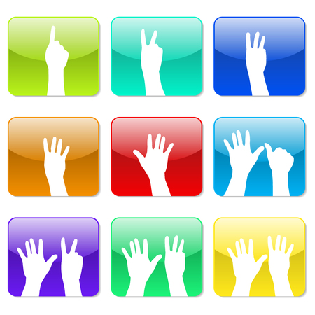 White hands counting from 1 to 9 with fingers icon illustrationのイラスト素材