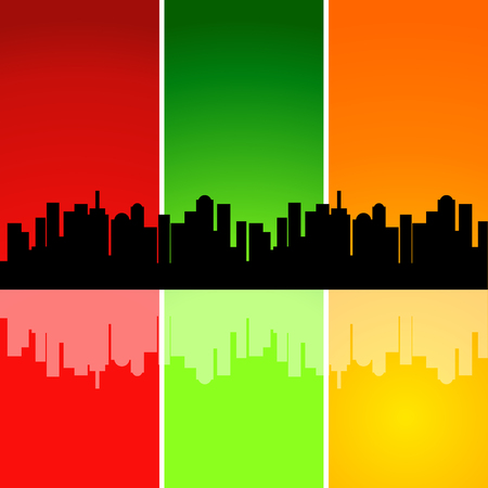 Colorful Abstract City Skyline Vectorのイラスト素材