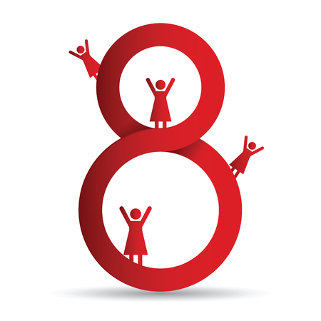 March 8. International Women's Day greeting card paper cut for your design. vector illustrationのイラスト素材