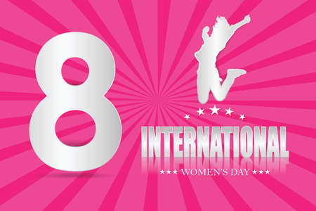 March 8. International Women's Day greeting card paper cut for your design. vector illustrationのイラスト素材