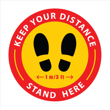 Floor Sticker Standing marker for social distancing to avoid spreading virusのイラスト素材