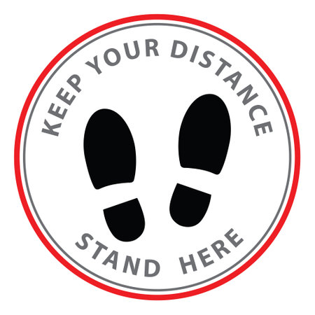 Floor Sticker Standing marker for social distancing to avoid spreading virusのイラスト素材