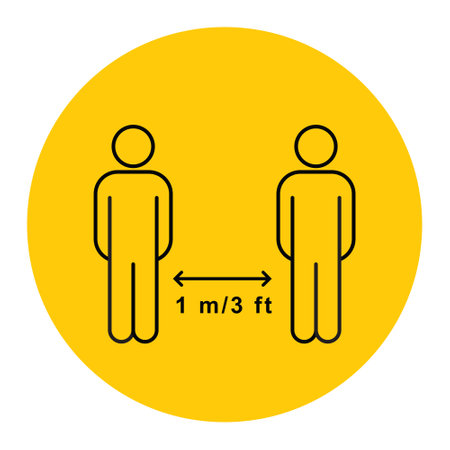Social Distancing Keep Your Distance 3 meter 6 Feet Icon. Vector