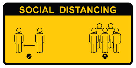 Social distance sign. Keep your distancing from other people in public. virus pandemic preventive measures.のイラスト素材
