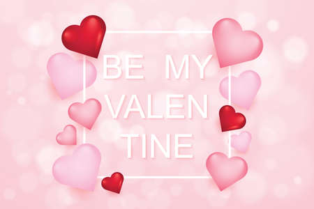 Happy valentines day and weeding design elements. Vector illustration. Pink Bokeh  Background With Ornaments, Hearts. Be my Valentine.のイラスト素材
