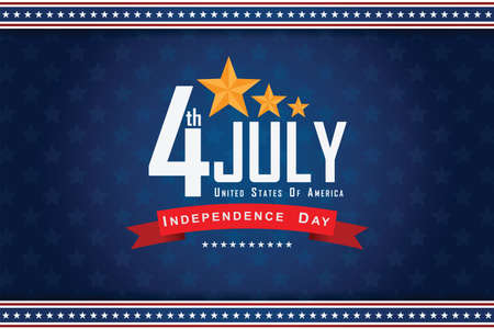 4th of July banner Vector illustration. Independence Day, US flag with 4th of July on blue...