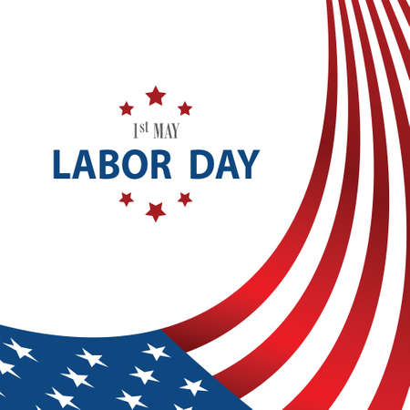 Vector Happy Labor Day card. National american holiday illustration with USA flag.のイラスト素材