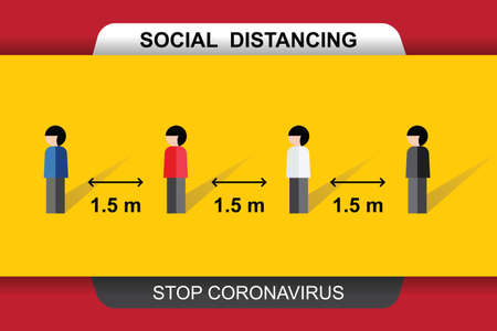 Social distance sign. Keep your distancing. the 1.5 meter distance. Coronovirus epidemic protective. Vector illustrationのイラスト素材