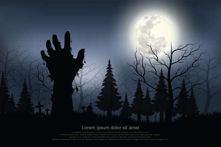 Ghost hand appeared on the full moon night.のイラスト素材