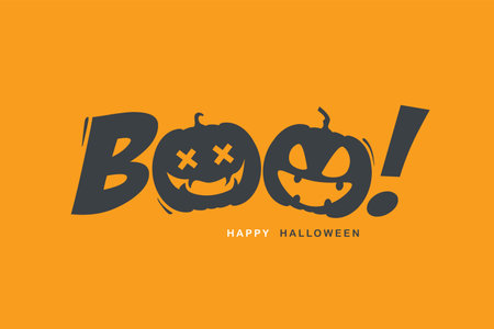 Halloween message Boo! on Orange background.のイラスト素材
