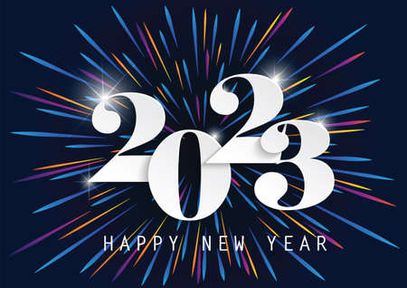 2023 Happy New Year elegant design - vector illustration of paper cut White color 2023  numbers on...
