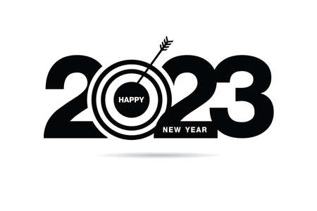 Happy New Year 2023 text design. for Brochure design template, card, banner. Vector illustration....