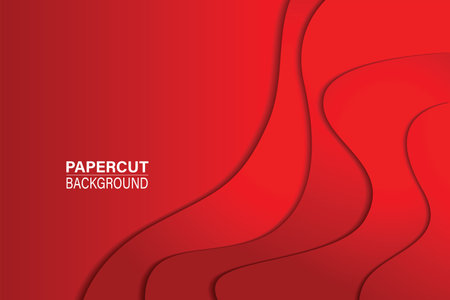 3D red papercut background with overlap layer background. vector background. for flyers, bunners, presentations and posters. Vector illustrationのイラスト素材