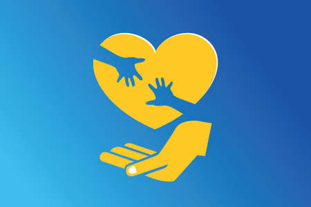 Join hands to help Prayers for all the victims od Ukrainian war with Russia Pray for Ukraine graphic Ukrainian flag, hand in heart, Solidarity with Ukrainiansのイラスト素材