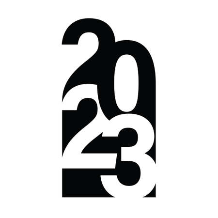 Happy New Year 2023 text design. for Brochure design template, card, banner. Vector illustration. Isolated on white background.のイラスト素材