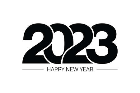 Happy New Year 2023 text design. for Brochure design template, card, banner. Vector illustration. Isolated on white background.のイラスト素材